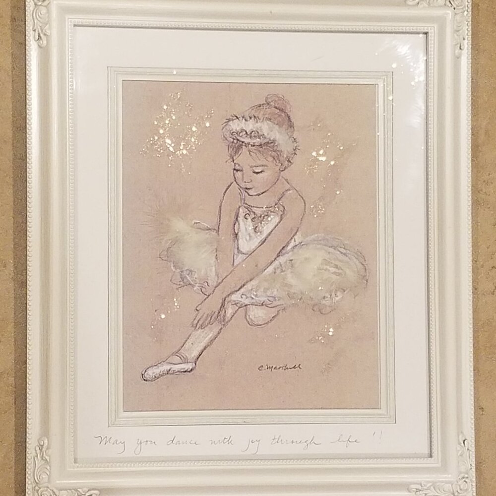 May you dance with joy through life Original Ballerina Sparkly Framed 13x15